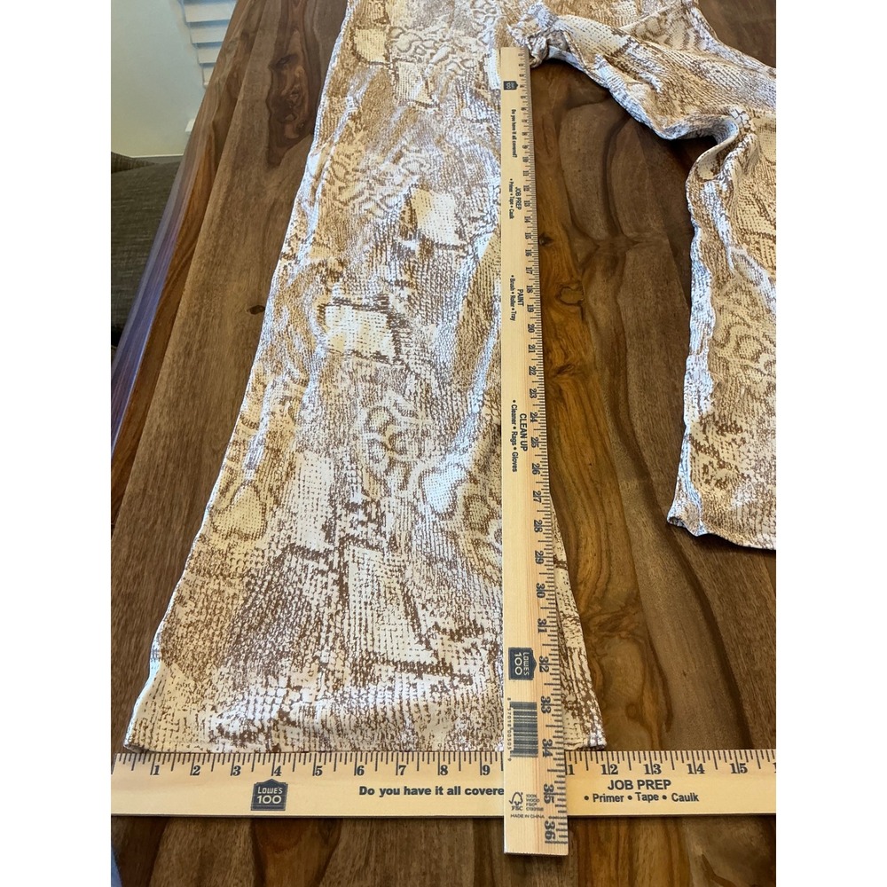 Anthropologie Snake Print Wide Leg Pant L Tall NWT Brown Cream Viscose OB2240383 - Picture 6 of 10